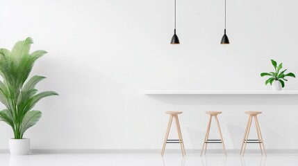 Simple line drawing of a bar counter with stools, minimalist style.