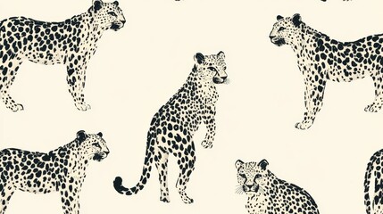 Obraz premium Seamless and repetitive leopard print pattern with soft tones. Suitable for fashion, textiles, and home decoration, emphasizing the elegance and simplicity of animal prints.