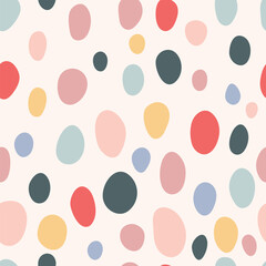 Big polka dots different pastel colors. Seamless pattern with polka dots.