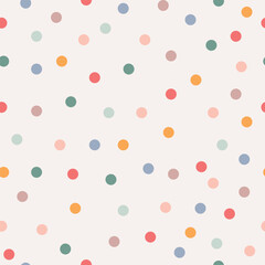 Retro polka dots different colors on light background. Vector illustration