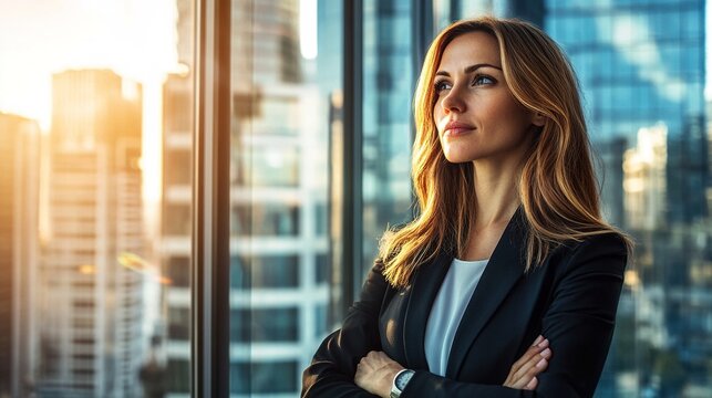 Confident Businesswoman in Modern Urban Setting