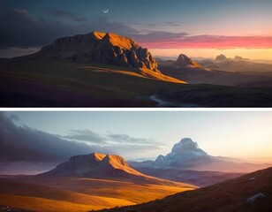 Fototapeta premium illustration of mountains panorama