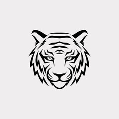Tiger head mascot logo isolated on white background.