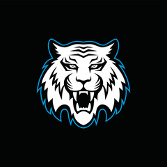 Obraz premium Tiger head mascot logo isolated on black background.