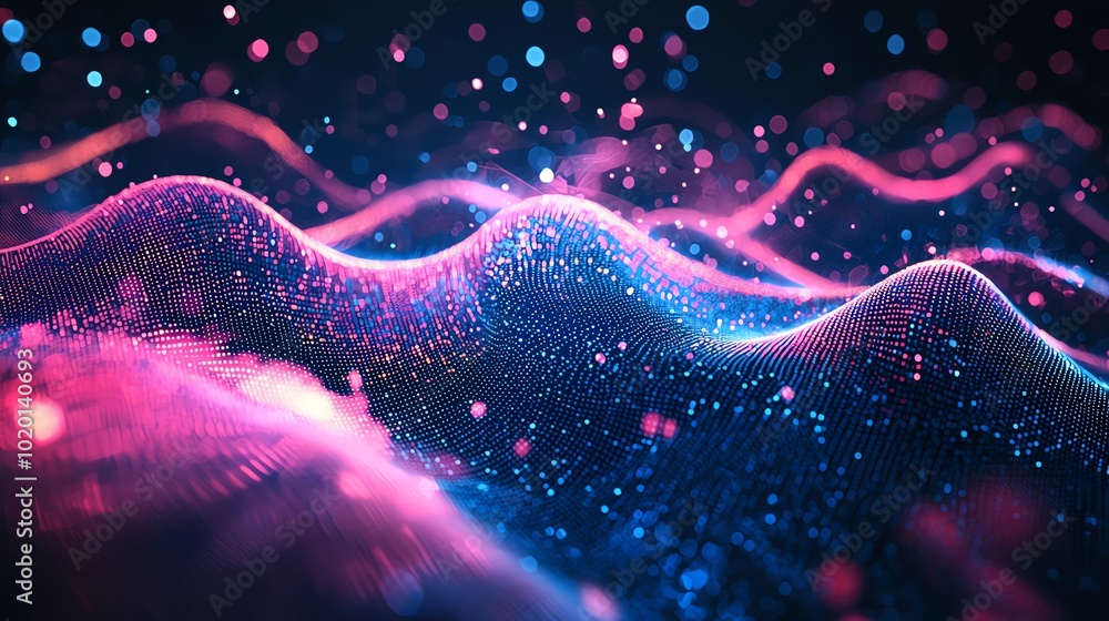 Poster illustration of abstract digital patterns with futuristic vibes