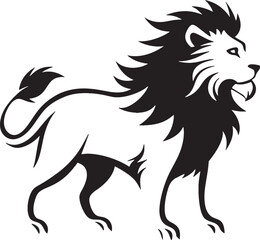 Symbolic Black Lion Design – Double Lion Head for Powerful Visual Impact, Art & Illustration