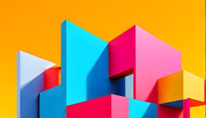 Obraz premium minimalist architectural rendering of modern buildings in simple and clean geometric forms and vibrant colors