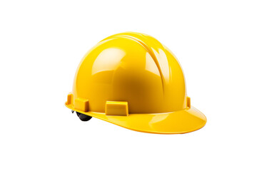 Yellow hard hat on a white isolated background, symbolizing construction safety and professionalism.