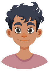 Smiling Boy with Curly Hair