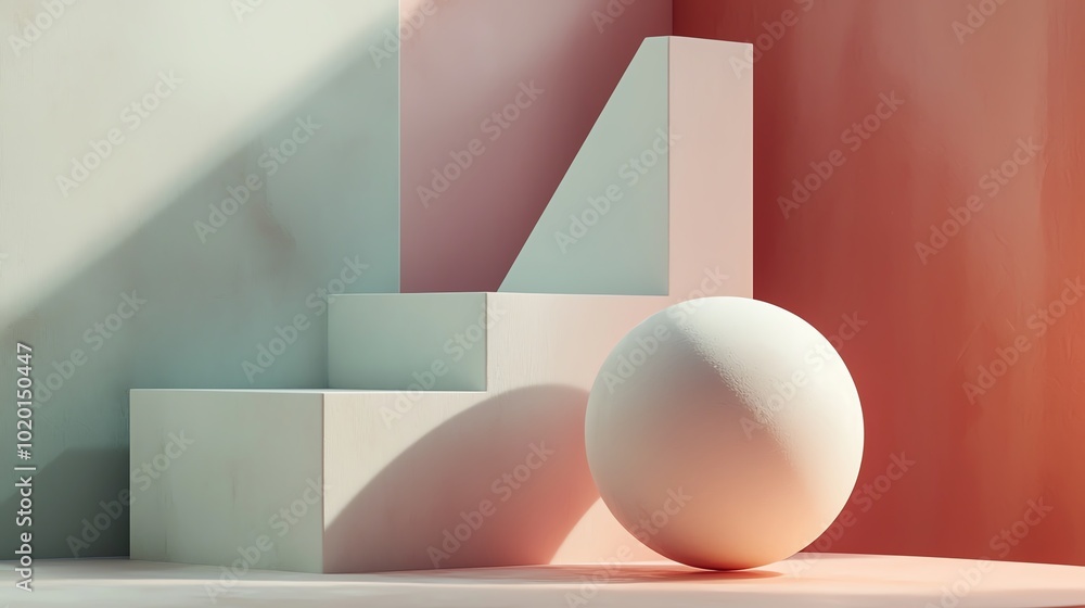 Poster simple minimalist poster with geometric shapes and soft colors