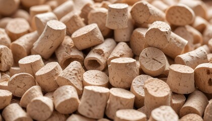 Pile of wooden pellets , close-up view