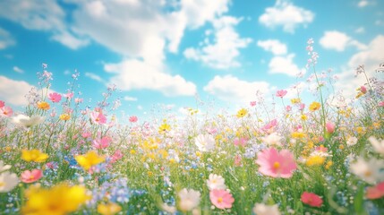 Colorful Wildflowers Blooming in a Sunny Meadow
