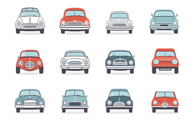 Obraz premium Transport icon set of various vehicles, cars in cartoon style.