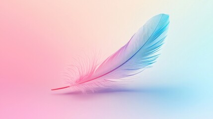 Obraz premium A delicate feather in soft pastel hues, symbolizing lightness and serenity, perfect for creative and calming designs.