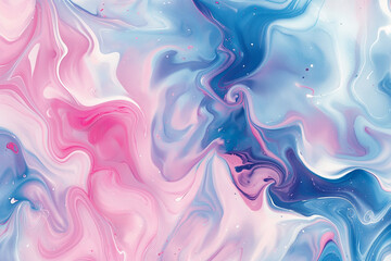 Fototapeta premium Abstract liquid art with swirling pink and blue hues, creating a mesmerizing marbled effect, perfect for backgrounds or modern design projects.