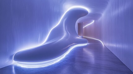Abstract Architectural Design with Curved Walls and LED Lighting