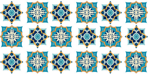 ceramic tiles with traditional Ottoman motifs, seamless pattern.