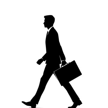recommend clip art: A businessman walking vector with white background. Walking man