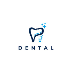 Dental teeth Implant clinic logo vector, logo design inspiration