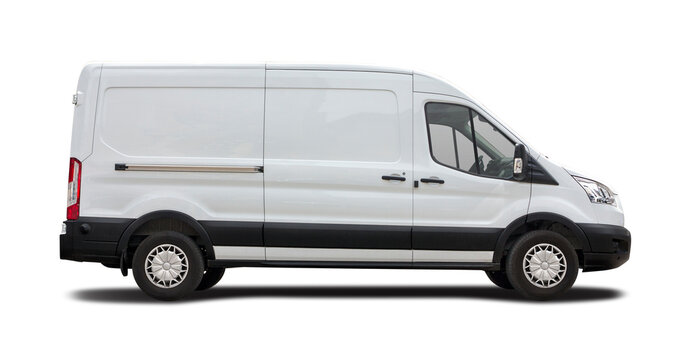 Ford Transit Van, side view isolated on white background. PNG	