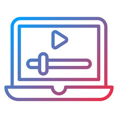 Film on Laptop Icon Style