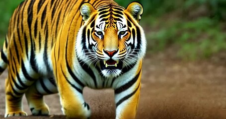Tiger walking to attck and angry mode , 3d rendering, animal realistic CGI VFX. composition 3d mapping, cartoon, Included in the end of the clip with Alpha matte.angry attack Full HD Video Download