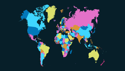 Obraz premium World map. Color modern vector map. Silhouette map