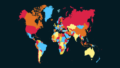 Fototapeta premium World map. Color modern vector map. Silhouette map