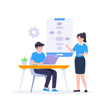 workflow diagram or model design, flowchart to get result Illustration.