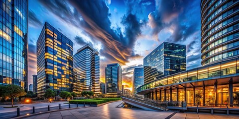 Fototapeta premium Architectural Harmony with Clouds and Blue Sky for Stunning Visuals