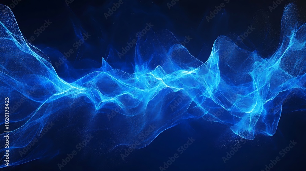 Aufkleber blue digital waves with illuminated particles creating a futuristic visual effect