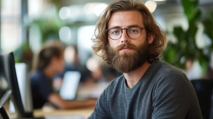 Obraz premium Bearded Man Office.