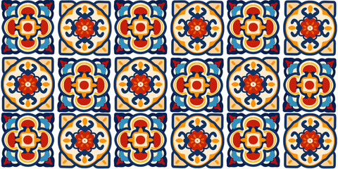 Azulejo tile with intricate details, seamless texture.