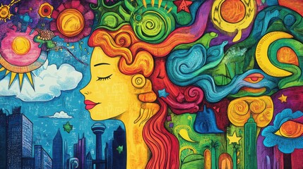 Obraz premium mental health, including mindfulness, therapy, self-care, and community support