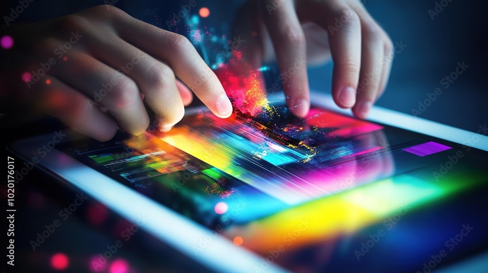 Poster digital interaction with colorful interface design
