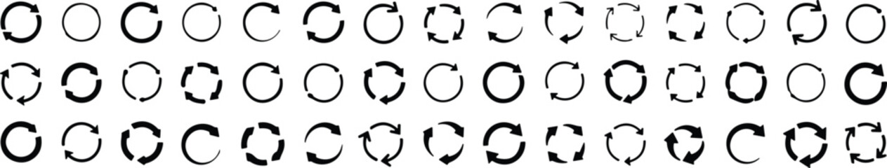 circle arrow icon set. circular arrows icon, refresh, reload, recycling. Set of circle arrows rotating on transparent background. Vector illustration