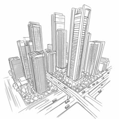 Urban Cityscape with Electric Cars and Bike Lanes