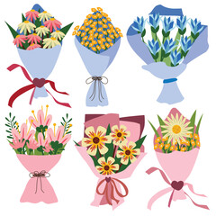 beautiful flower bouquet set vector illustration