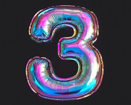 3d numeral "4"  surface from liquid metal, round corners