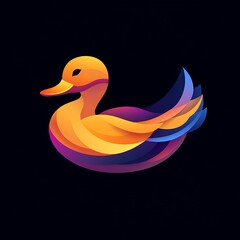Obraz premium Eye-catching colorful abstract duck design on plain black background design