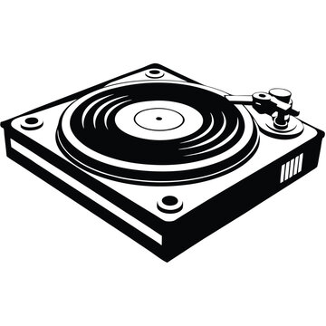 recommend clip art: Vintage turntable record player vector silhouette