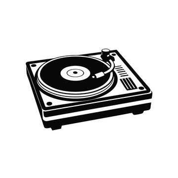 recommend clip art: Vintage turntable record player vector silhouette