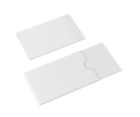 Visiting card with blank paper cover sleeve 3d render illustration.