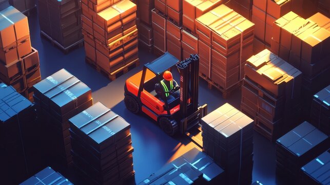The Forklift in Warehouse