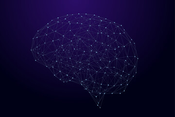 Artificial Neural Network. Brain as artificial intelligence network. Abstract brain made of connected nodes.