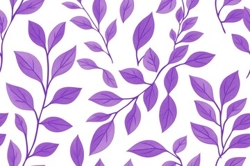 Purple leaves seamless pattern on white background