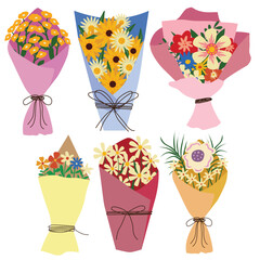 beautiful flower bouquet set vector illustration