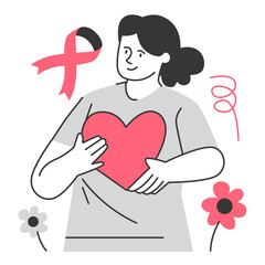Breast Cancer character illustration with line style, perfect for user interface project