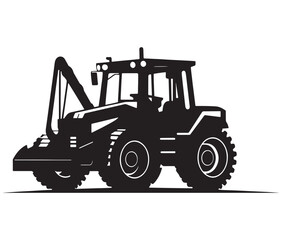 Bulldozer isolated on white, Tractor vector illustration, Silhouette bulldozer vector
