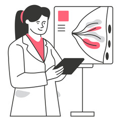 Breast Cancer character illustration with line style, perfect for user interface project